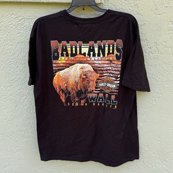 Harley Davidson T Shirt 2022 Badlands South Dakota Large 19x26 Black Short Sleev - Picture 3 of 6